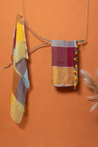 Trikalaa Linen Checkered Fabric with Subtle Zari Accents