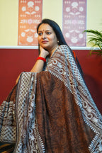Cocoa Chikankari Mulmul Saree
