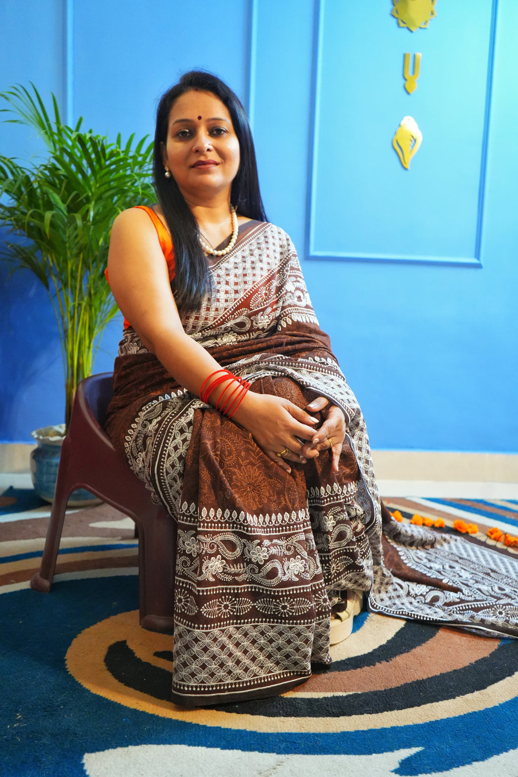 Cocoa Chikankari Mulmul Saree