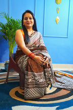 Cocoa Chikankari Mulmul Saree