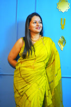 Mehendi Coin Weave Matka Silk Saree