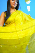 Mehendi Coin Weave Matka Silk Saree