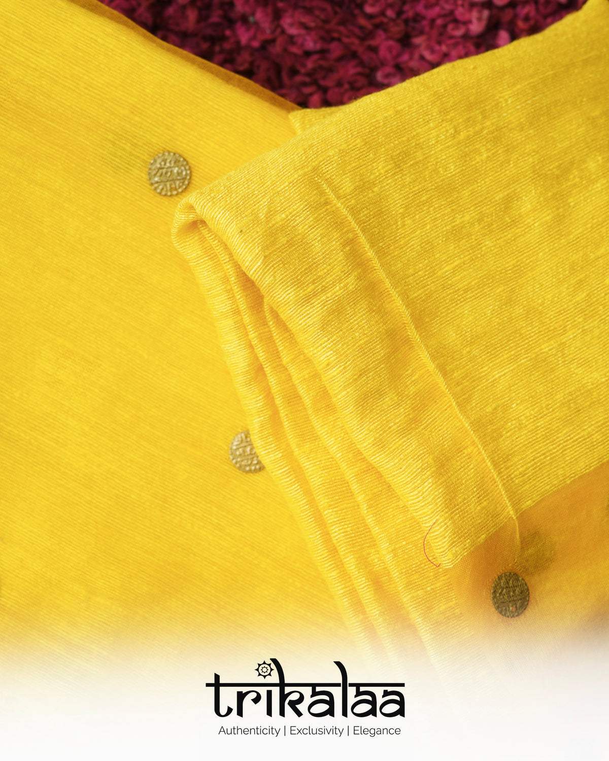 Trikalaa Prabha – Bright Yellow Matka Silk Saree