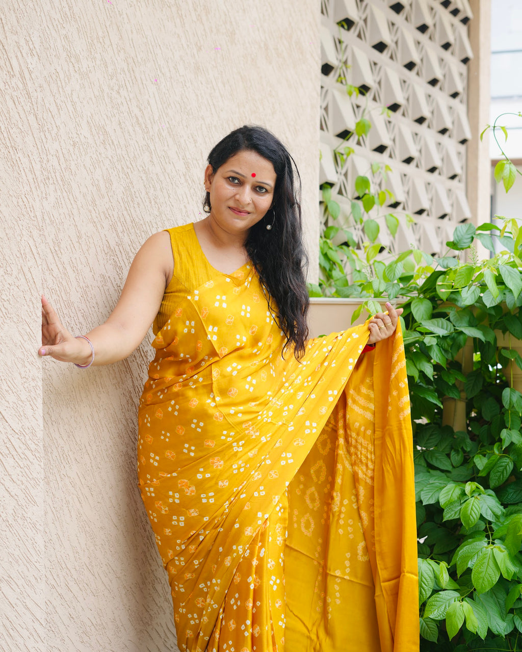 Trikalaa Kanak – Mustard Modal Bandhej Saree