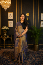 Amethyst Sheen Linen Tissue Handloom Saree