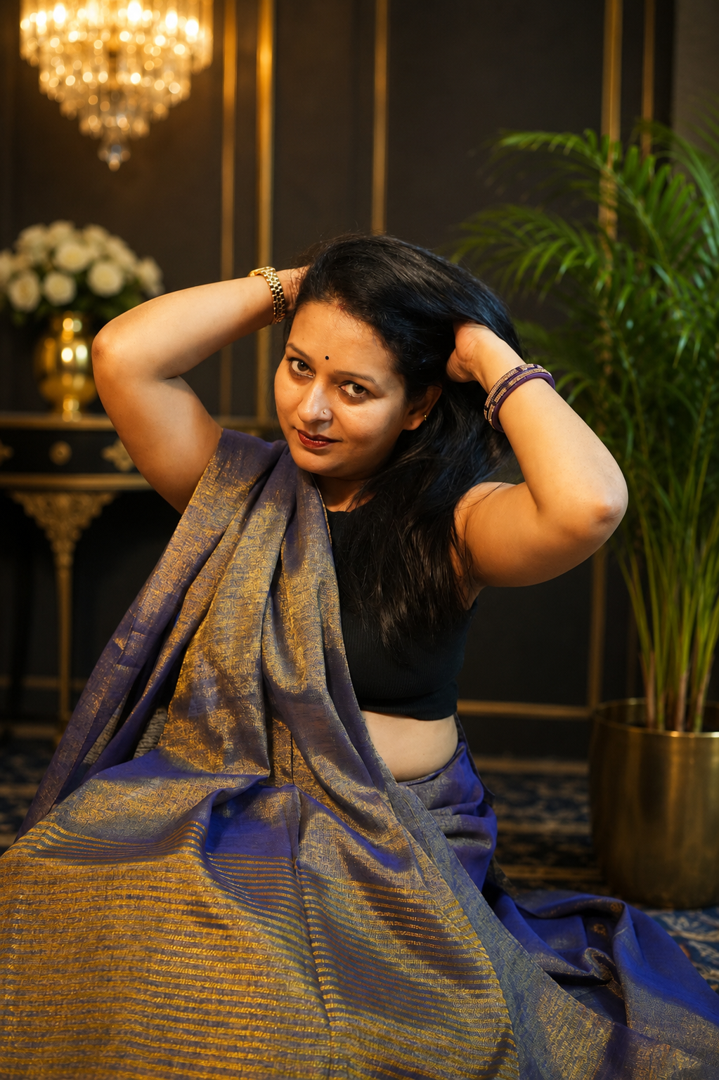 Amethyst Sheen Linen Tissue Handloom Saree