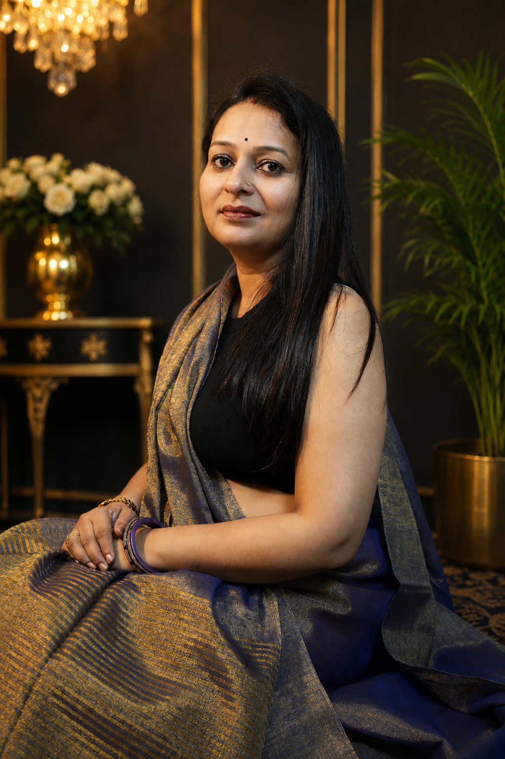 Amethyst Sheen Linen Tissue Handloom Saree