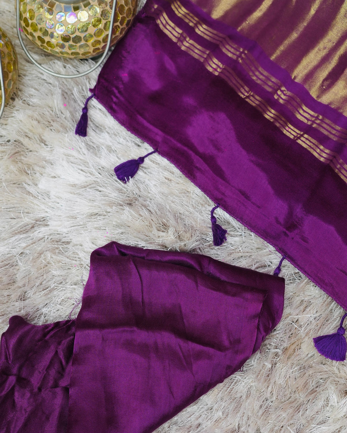 Trikalaa Aabha – Purple Solid Modal Saree