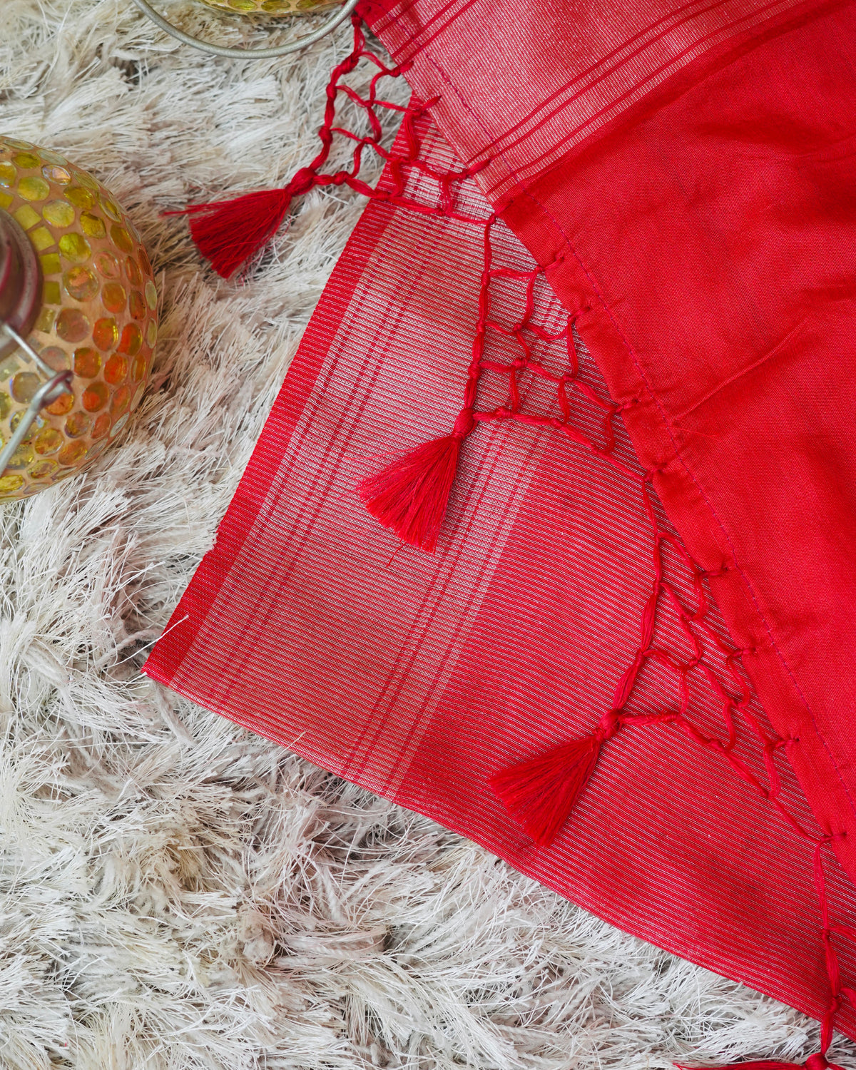 Trikalaa Raga – Red Munga Silk Cotton Handwoven Saree