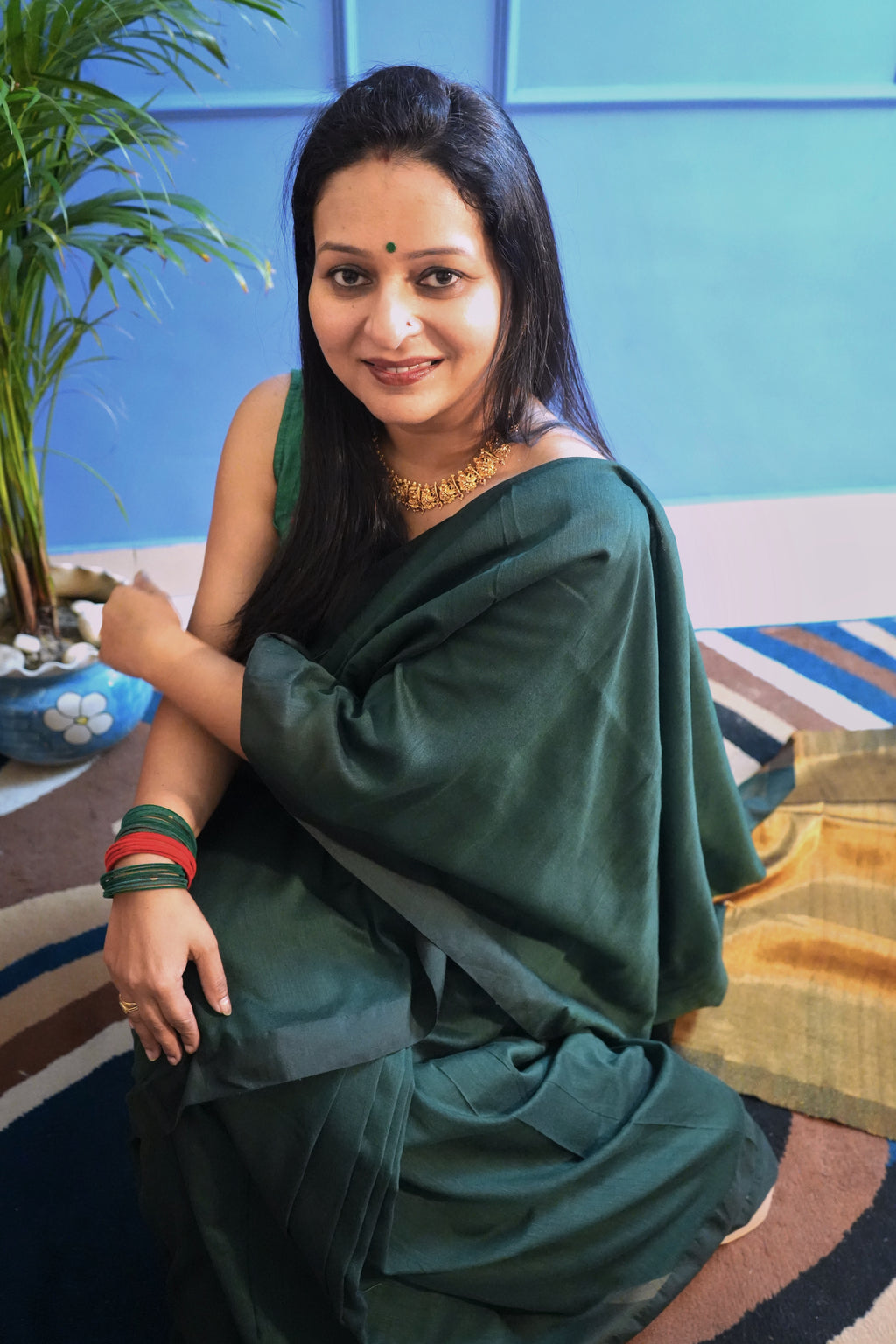 Harit Sunehri Cotton Silk Saree