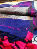 Moonlit Black-Linen Silk Half Moon embroidery