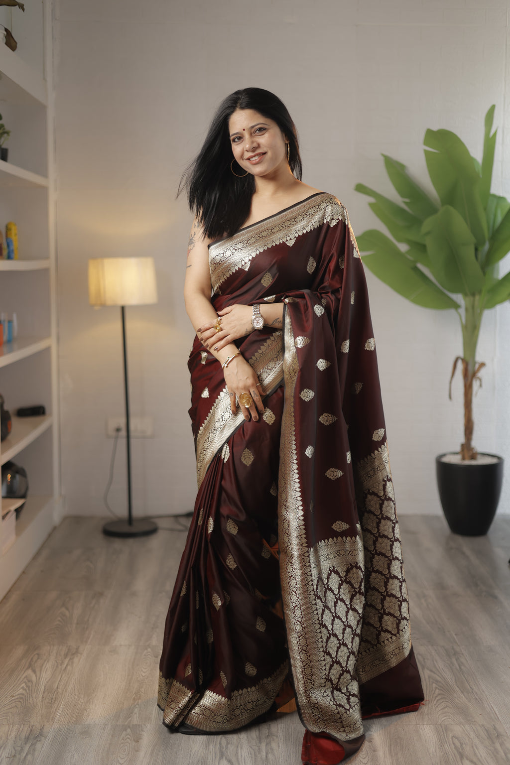 Maroon Royale Zari Saree
