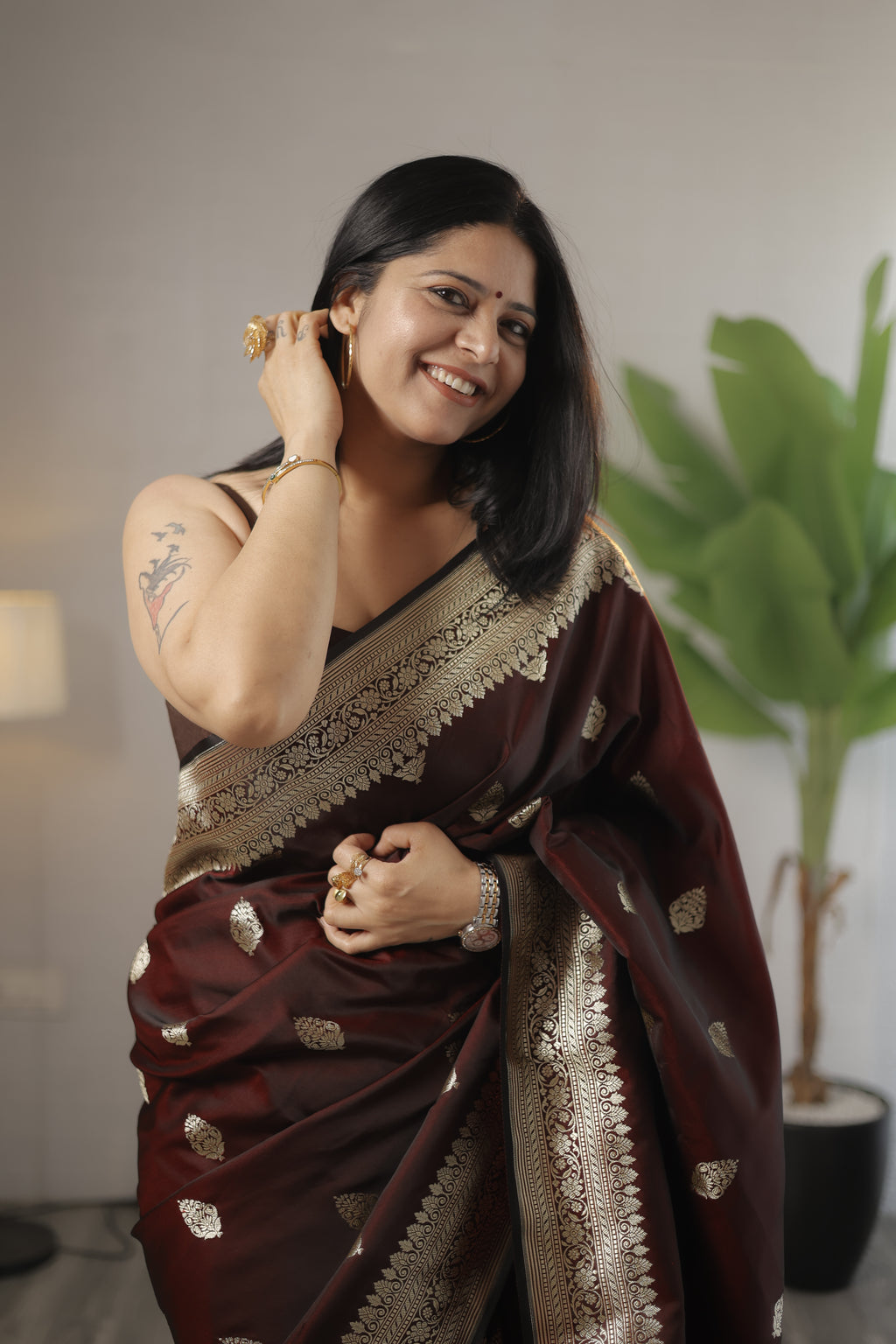 Maroon Royale Zari Saree