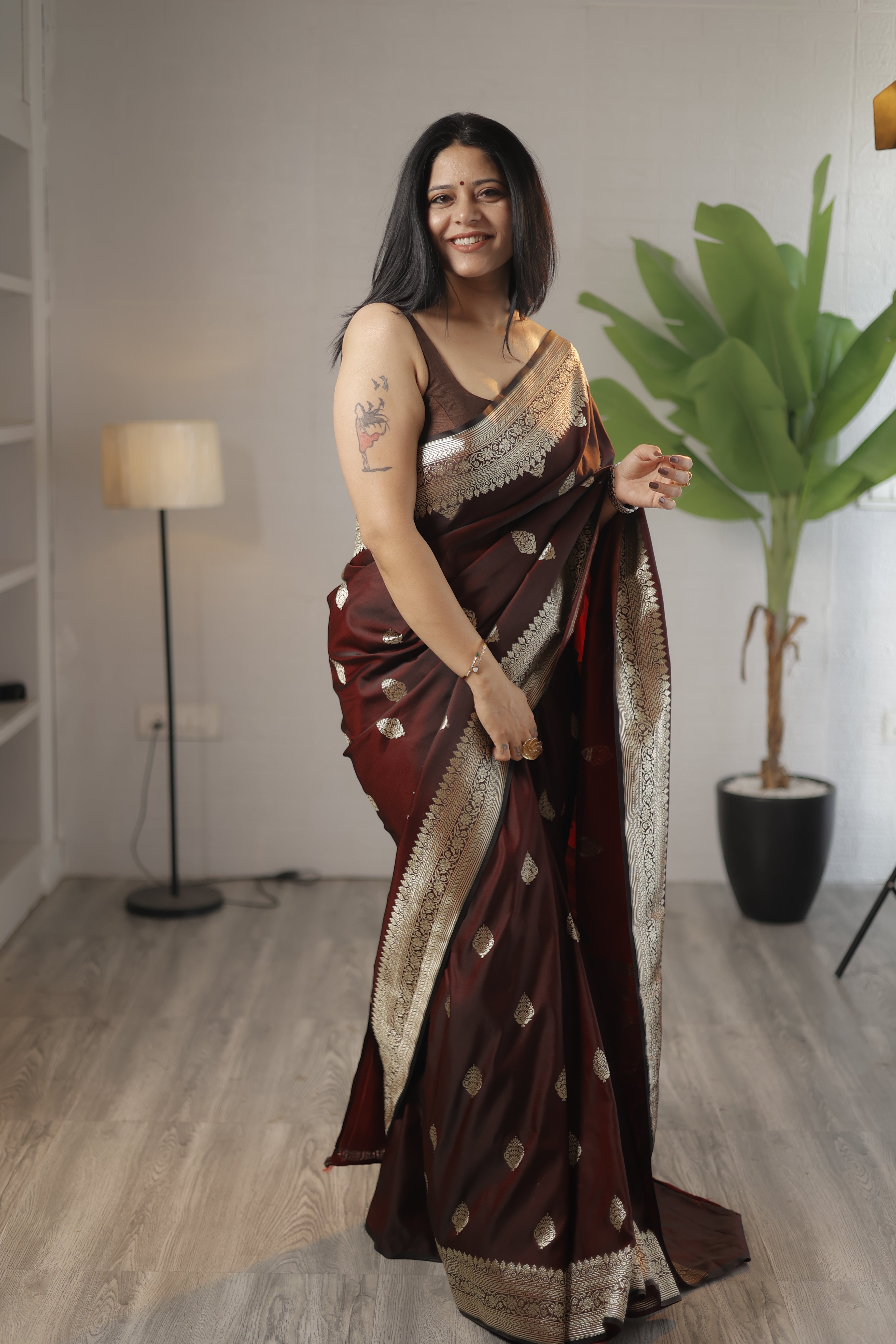 Maroon Royale Zari Saree