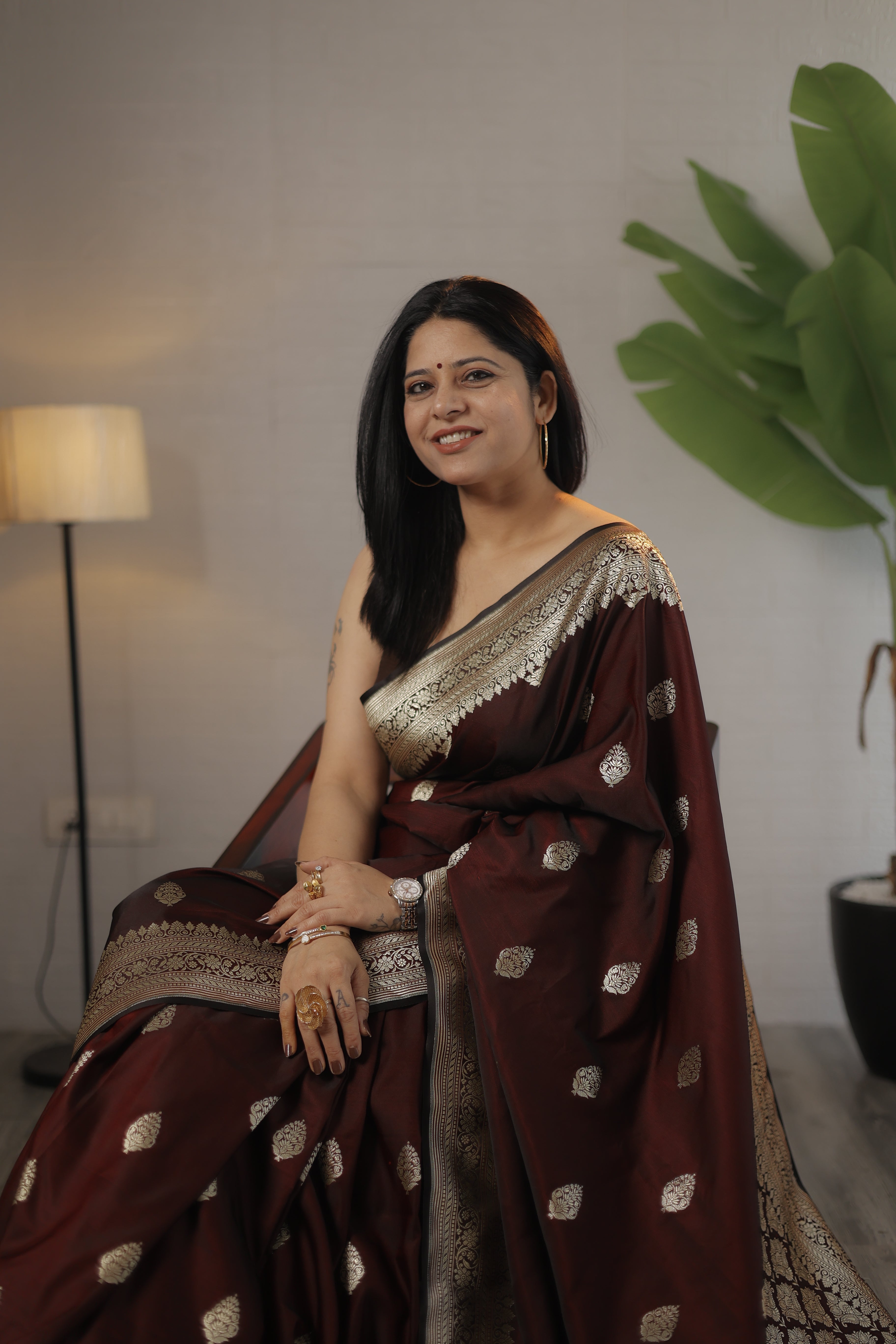 Maroon Royale Zari Saree