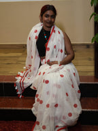 Laal Bindi Handloom Mulmul Saree