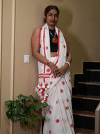 Laal Bindi Handloom Mulmul Saree