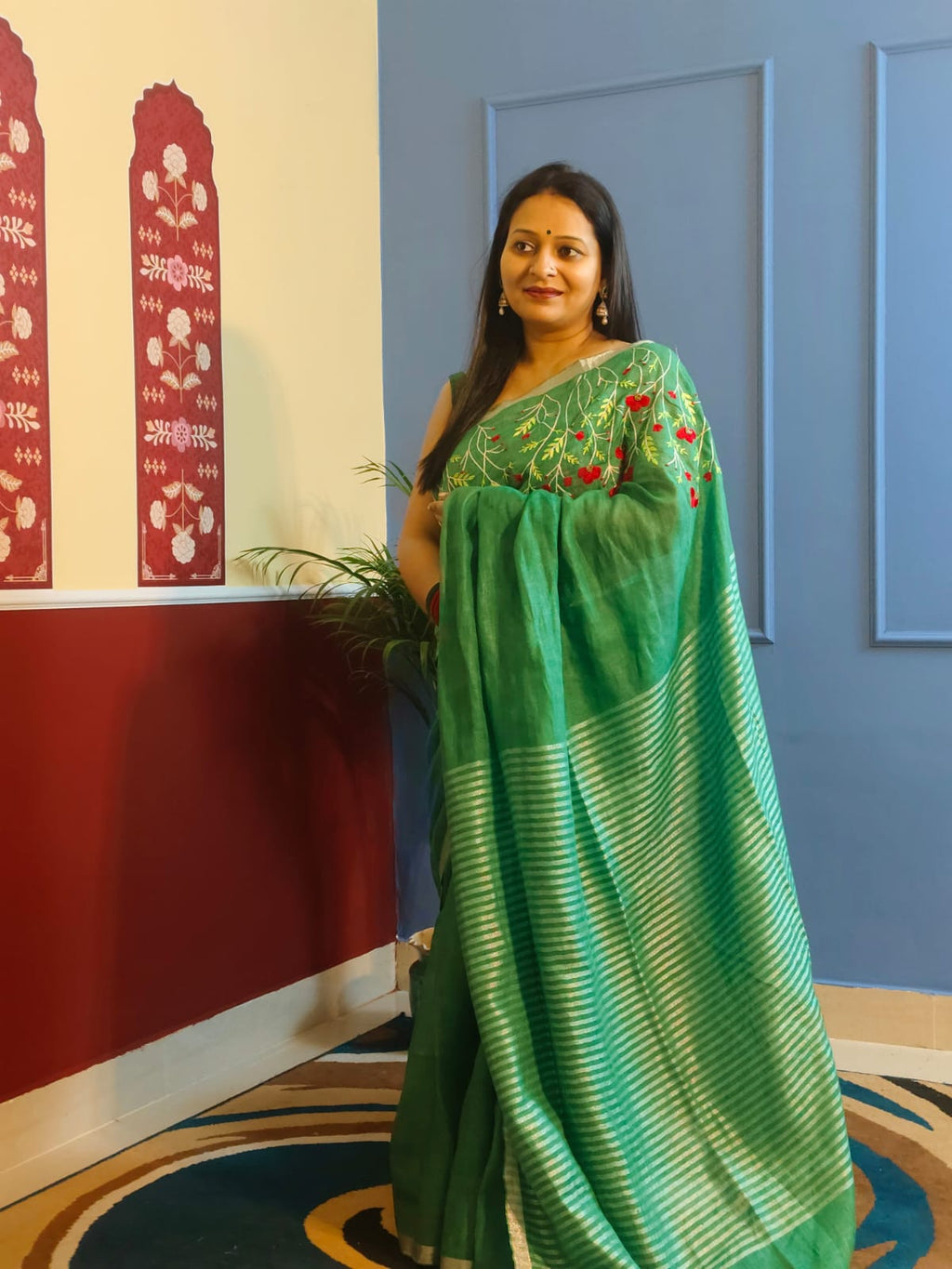 Vanya Emerald in Linen Silk
