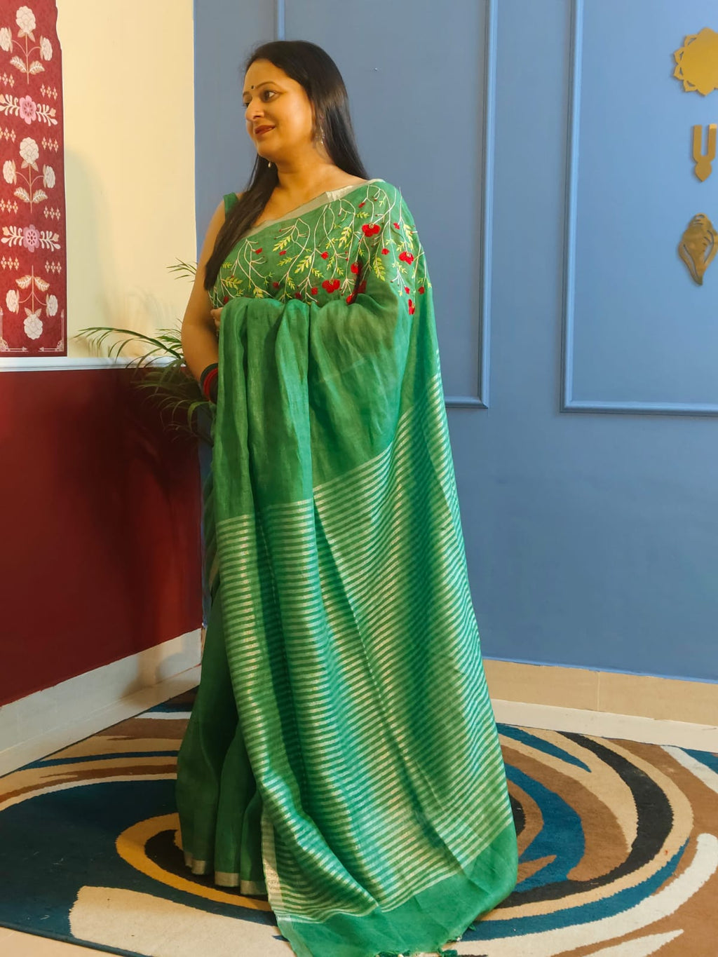 Vanya Emerald in Linen Silk