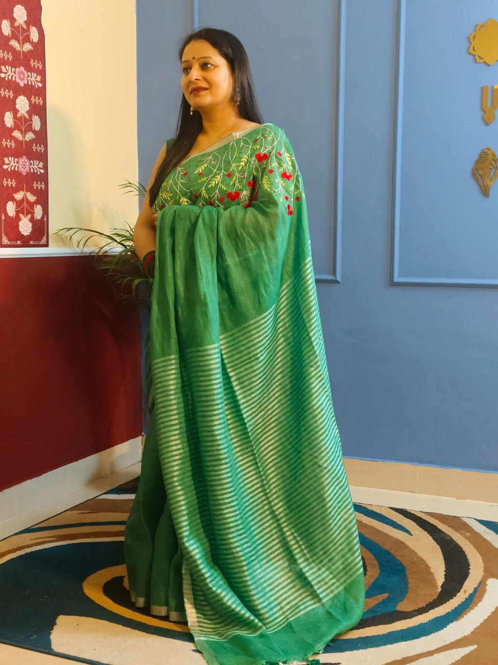 Vanya Emerald in Linen Silk