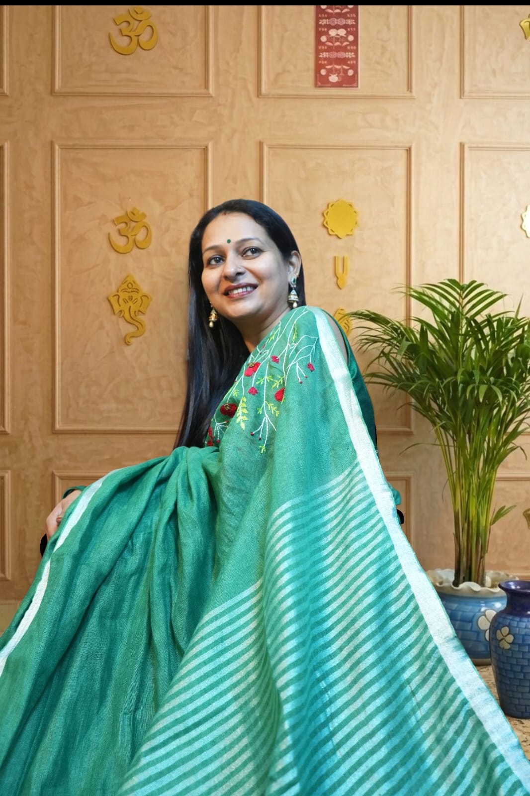 Vanya Emerald in Linen Silk