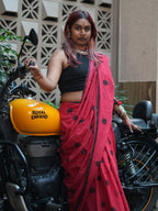 Laal Noor Polka Mulmul Saree