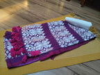 Mulmul Saree with Gujarati Mirror-Inspired Embroidery in Magenta Colour