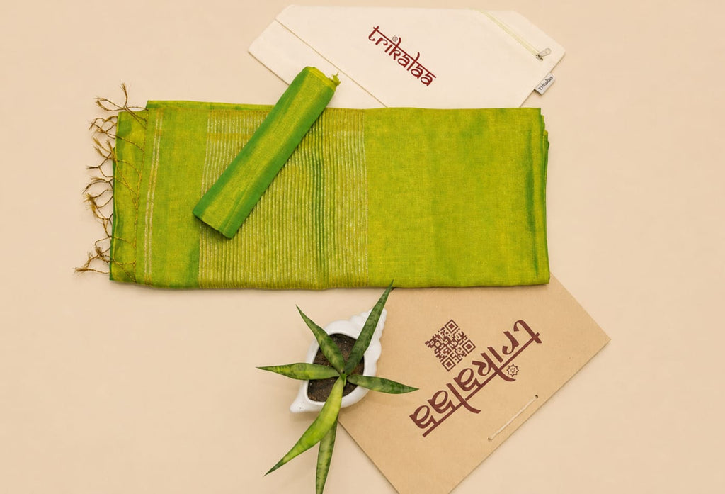 Amethyst Sheen Linen Tissue Handloom Saree
