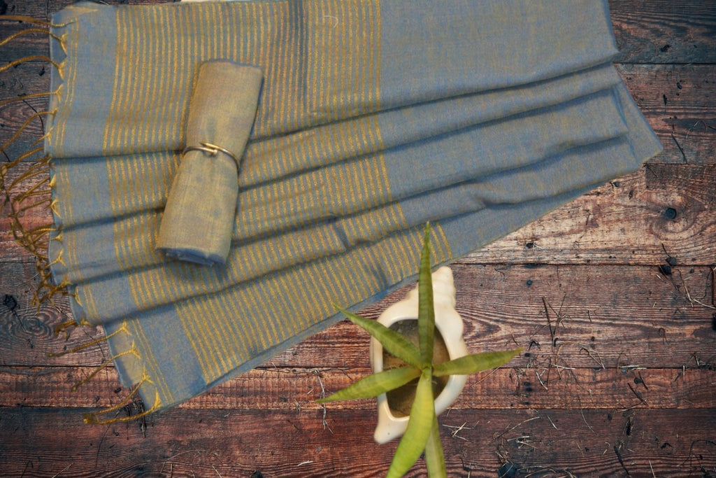 Amethyst Sheen Linen Tissue Handloom Saree