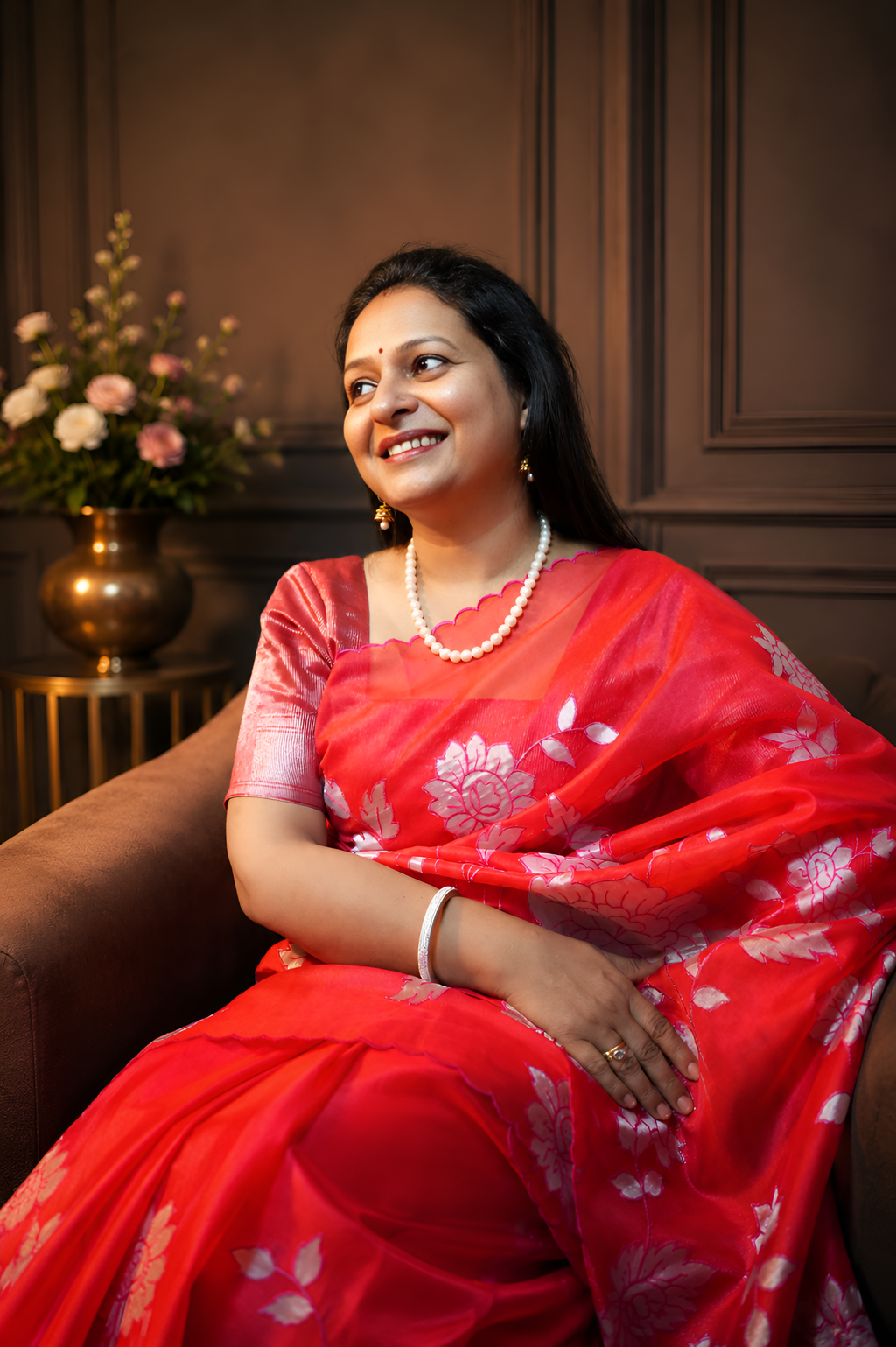 Ruby Radiance Pure Organza Saree