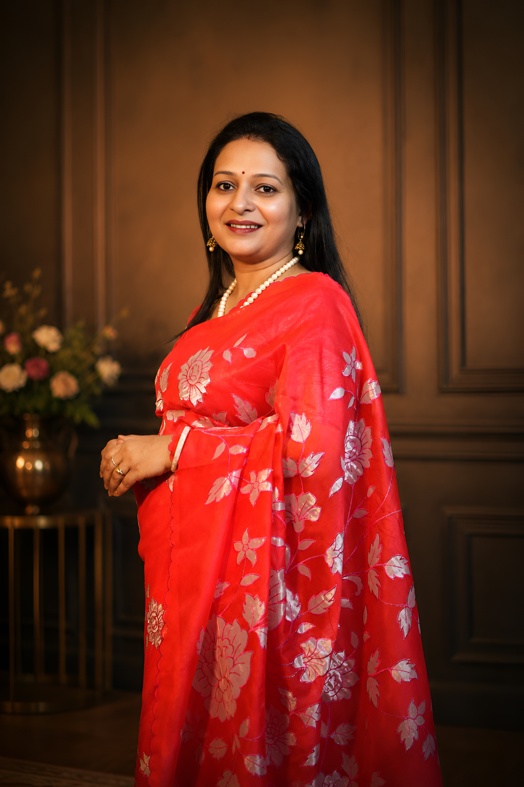 Ruby Radiance Pure Organza Saree