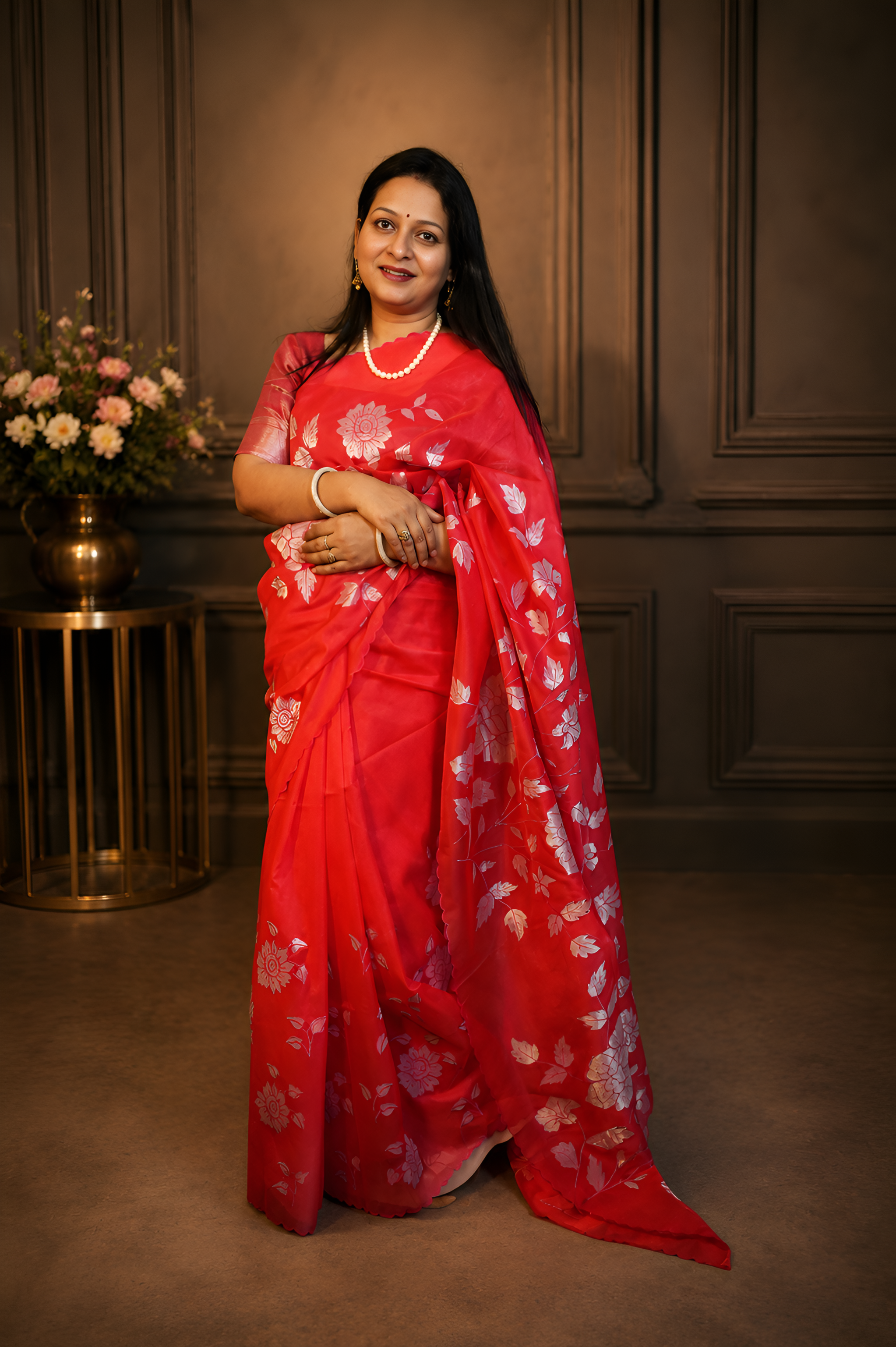 Ruby Radiance Pure Organza Saree