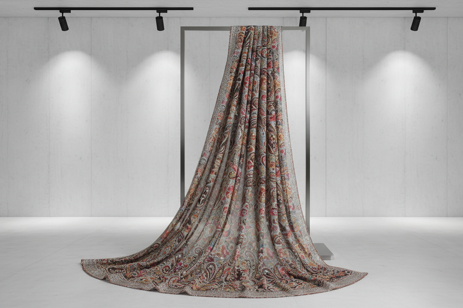 generate the image of georgette clothe piece which is showed in the exbition