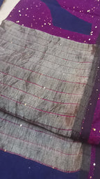 Moonlit Black-Linen Silk Half Moon embroidery