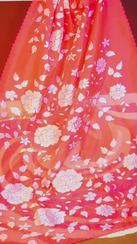 Ruby Radiance Blended Organza Silk Saree